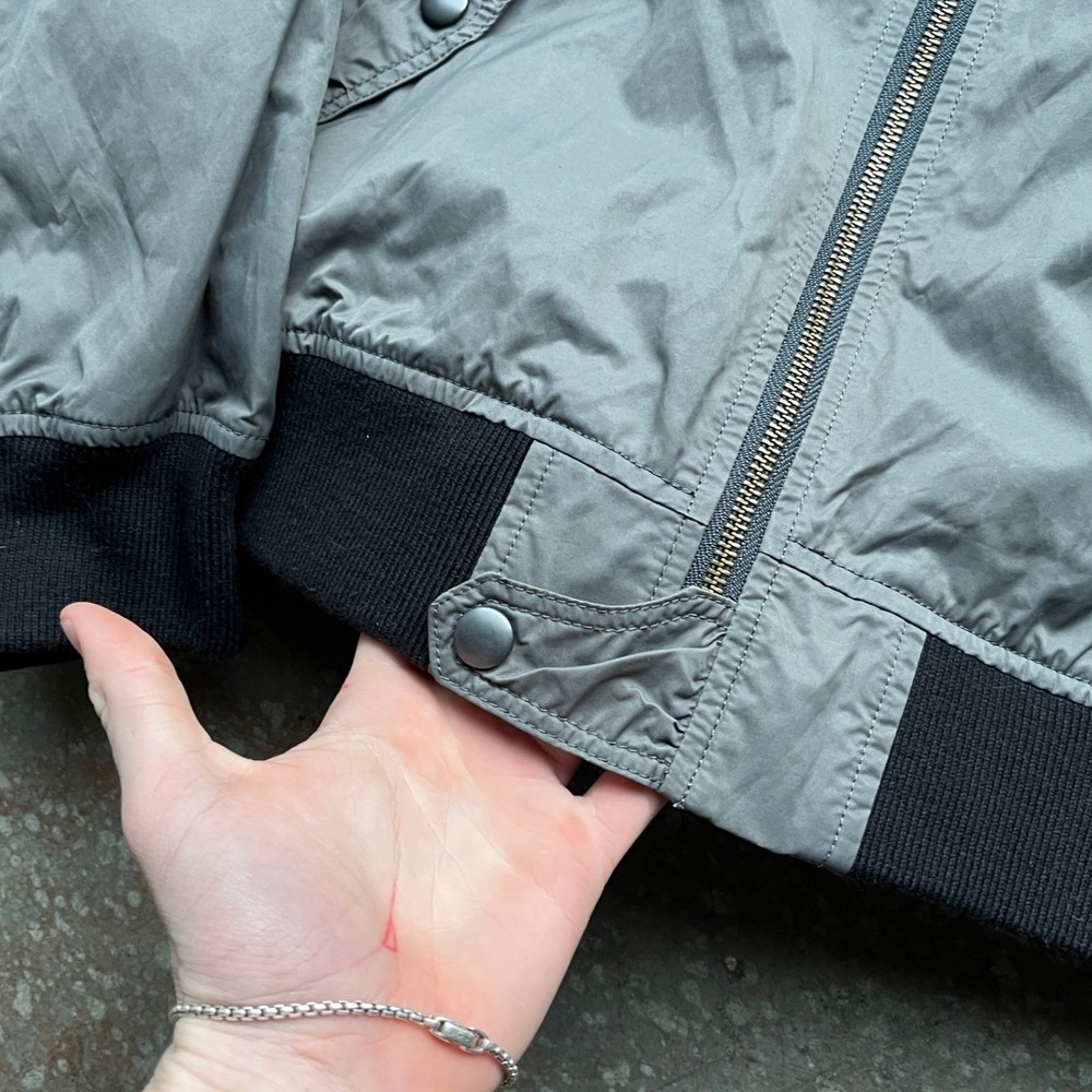 Wallace & Barnes Mens Gray Nylon Cotton MA-1 Military Bomber Jacket XL Talon Zip - Picture 6 of 11